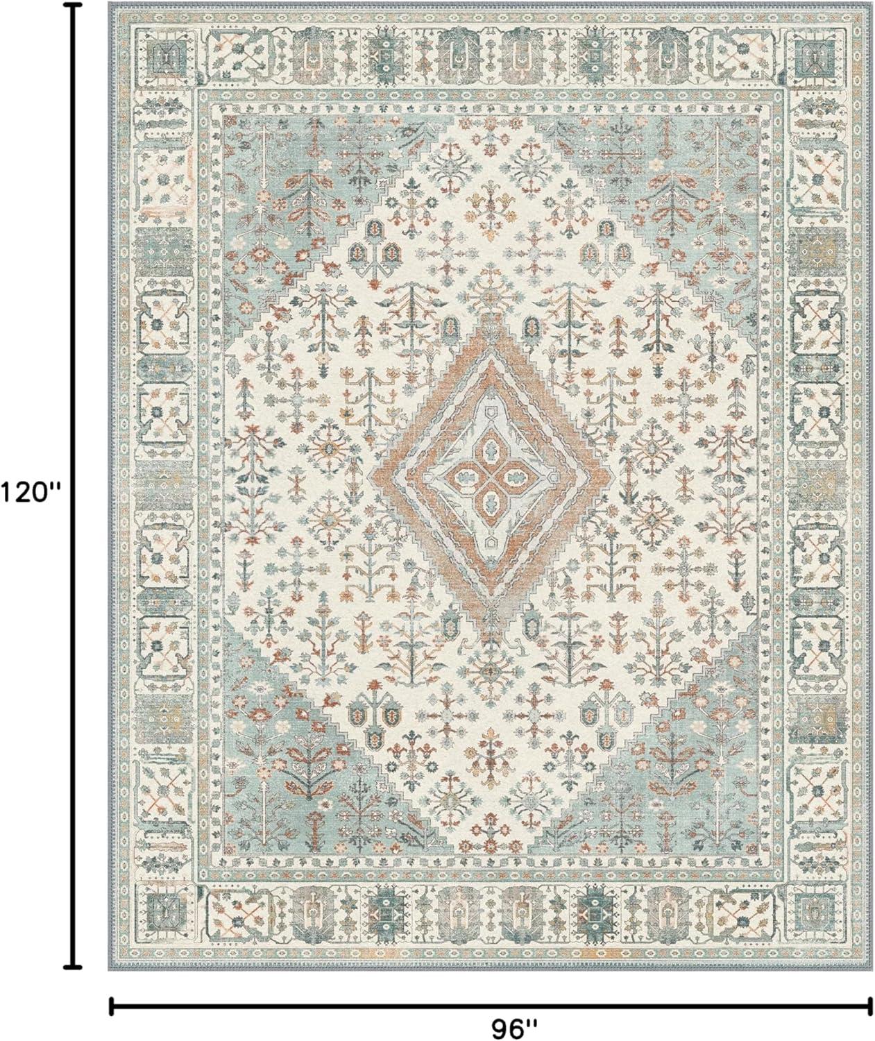 imageGENIMO 26X6 Runner Rug Non Slip Machine Washable Hallway Runners Low Plie ampamp Thin Vintage Rug for Hallway Kitchen Laundry Entryway Bedroom ampamp Living Room Dark GrayGreen
