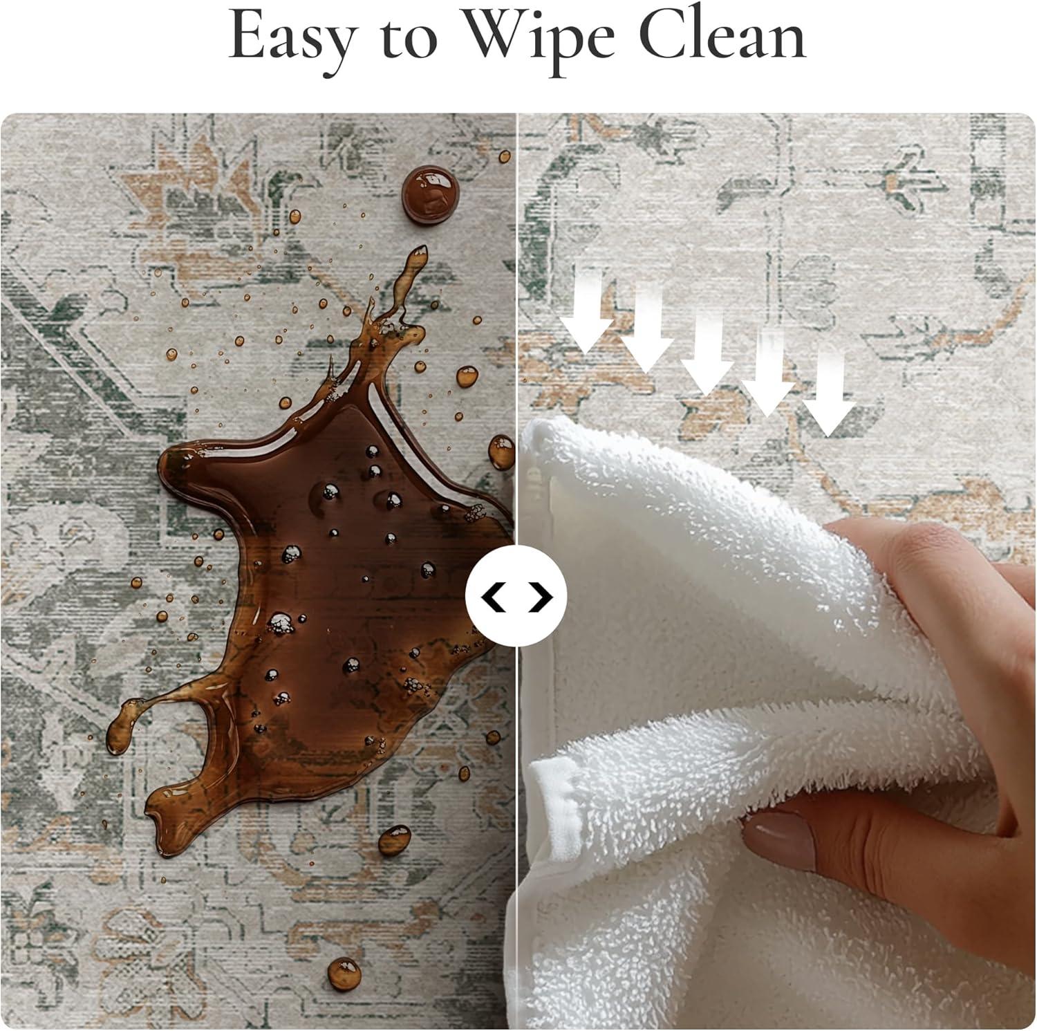 imageGENIMO 26X6 Runner Rug Non Slip Machine Washable Hallway Runners Low Plie ampamp Thin Vintage Rug for Hallway Kitchen Laundry Entryway Bedroom ampamp Living Room Dark GrayTaupe