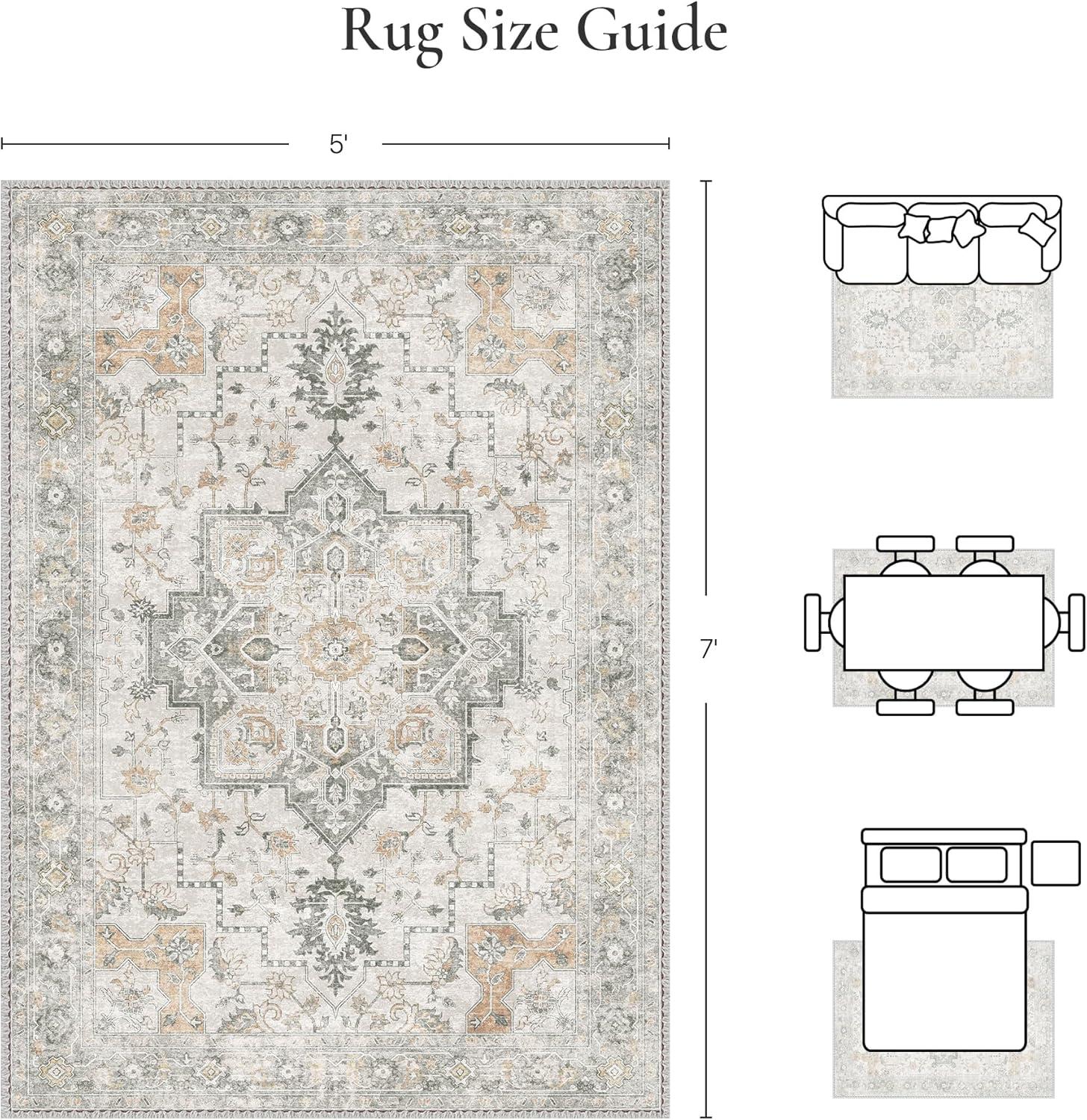 imageGENIMO 26X6 Runner Rug Non Slip Machine Washable Hallway Runners Low Plie ampamp Thin Vintage Rug for Hallway Kitchen Laundry Entryway Bedroom ampamp Living Room Dark GrayTaupe