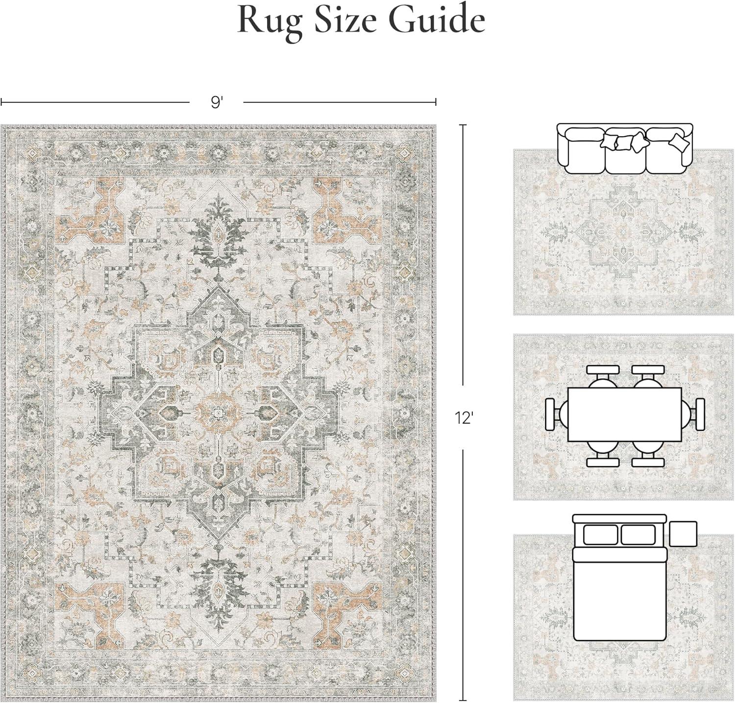 imageGENIMO 26X6 Runner Rug Non Slip Machine Washable Hallway Runners Low Plie ampamp Thin Vintage Rug for Hallway Kitchen Laundry Entryway Bedroom ampamp Living Room Dark GrayTaupe