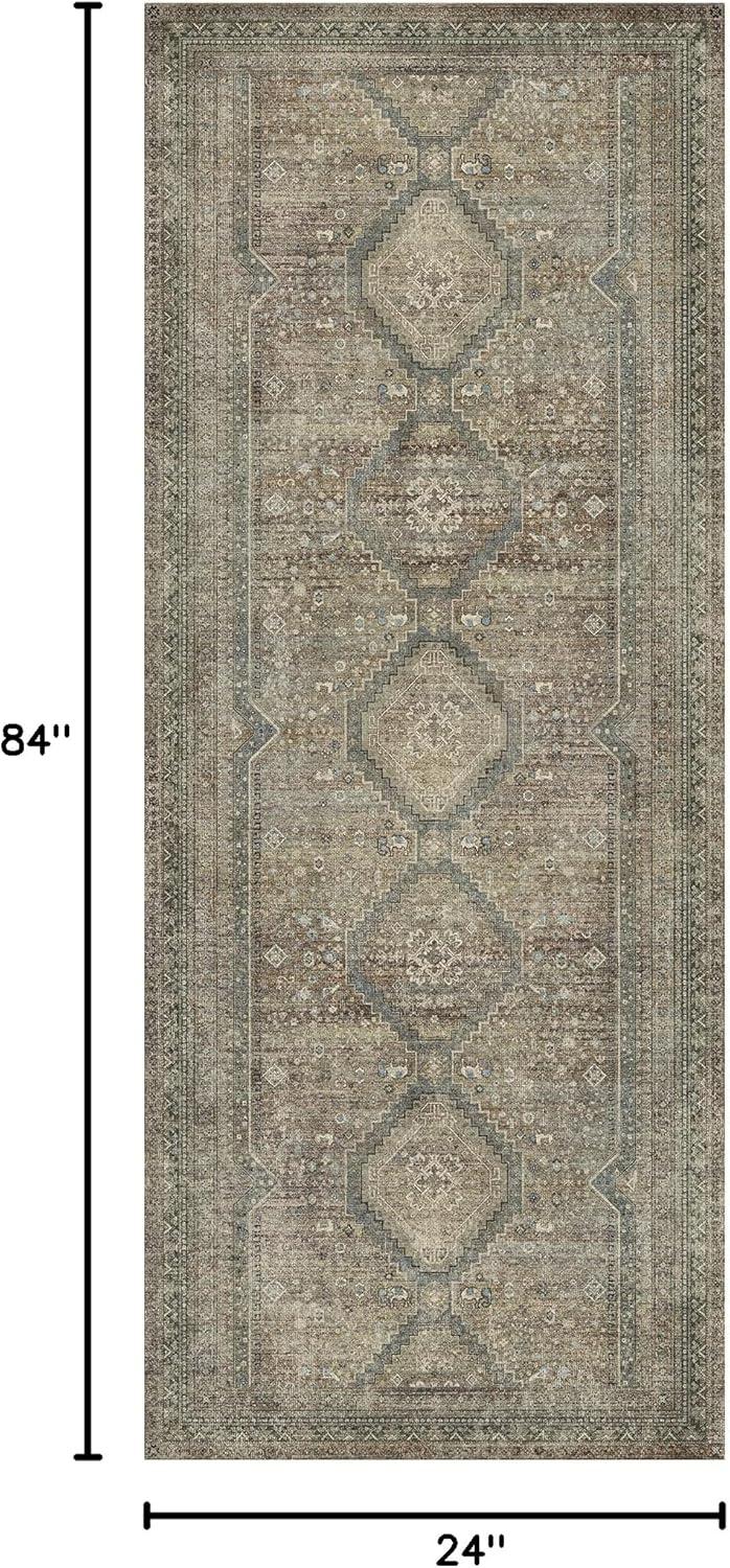 imageGENIMO 26X6 Runner Rug Non Slip Machine Washable Hallway Runners Low Plie ampamp Thin Vintage Rug for Hallway Kitchen Laundry Entryway Bedroom ampamp Living Room Dark GraySage