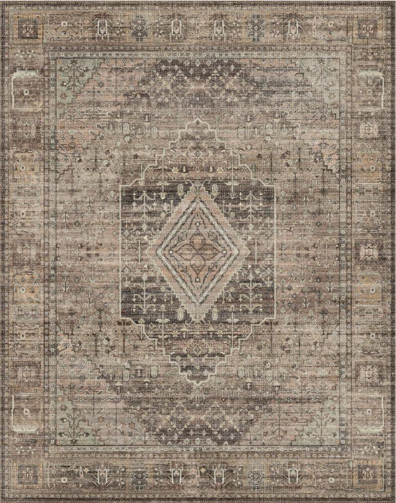 imageGENIMO 26X6 Runner Rug Non Slip Machine Washable Hallway Runners Low Plie ampamp Thin Vintage Rug for Hallway Kitchen Laundry Entryway Bedroom ampamp Living Room Dark GrayTan
