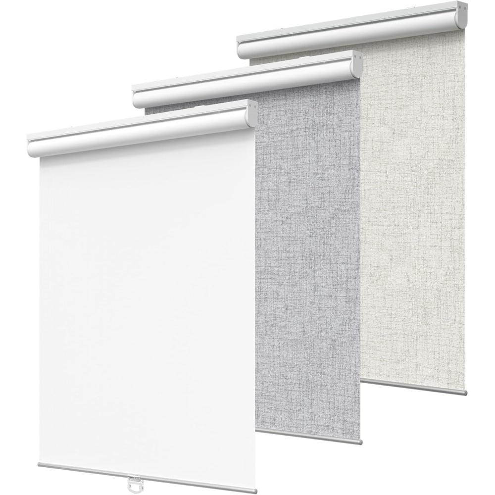 imageGENIMO 100 Blackout Roller Window Shades Window Blinds Cordless with Thermal Insulated UV Protection Fabric Mini French Door Blinds for Home Office Bedroom Easy to Install Black 43quot W X 72quot HAwhite  100 Blackout