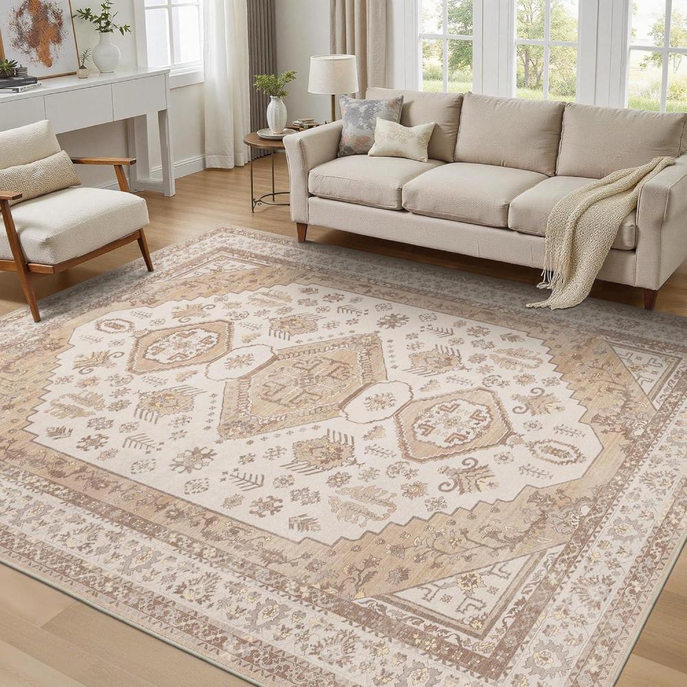 imageGENIMO 26X6 Runner Rug Non Slip Machine Washable Hallway Runners Low Plie ampamp Thin Vintage Rug for Hallway Kitchen Laundry Entryway Bedroom ampamp Living Room Dark GrayLightbrown