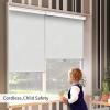 GENIMO 100% Blackout Roller Window Shades, Window Blinds Cordless with Thermal Insulated, UV Protection Fabric, Mini French Door Blinds for Home, Office, Bedroom, Easy to Install, Black, 43″ W X 72″ H(A.linen White | 100% Blackout)