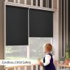 GENIMO 100% Blackout Roller Window Shades, Window Blinds Cordless with Thermal Insulated, UV Protection Fabric, Mini French Door Blinds for Home, Office, Bedroom, Easy to Install, Black, 43″ W X 72″ H(A.black | 100% Blackout)