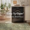 GENIMO 2’6”X6 Runner Rug Non Slip, Machine Washable Hallway Runners, Low Plie & Thin Vintage Rug for Hallway, Kitchen, Laundry, Entryway, Bedroom & Living Room, Dark Gray(Vetiver-green)