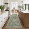 GENIMO 2’6”X6 Runner Rug Non Slip, Machine Washable Hallway Runners, Low Plie & Thin Vintage Rug for Hallway, Kitchen, Laundry, Entryway, Bedroom & Living Room, Dark Gray(Celadon)