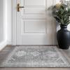 GENIMO 2’6”X6 Runner Rug Non Slip, Machine Washable Hallway Runners, Low Plie & Thin Vintage Rug for Hallway, Kitchen, Laundry, Entryway, Bedroom & Living Room, Dark Gray(Grey)
