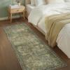 GENIMO 2’6”X6 Runner Rug Non Slip, Machine Washable Hallway Runners, Low Plie & Thin Vintage Rug for Hallway, Kitchen, Laundry, Entryway, Bedroom & Living Room, Dark Gray(Vetiver-green)