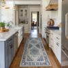 GENIMO 2’6”X6 Runner Rug Non Slip, Machine Washable Hallway Runners, Low Plie & Thin Vintage Rug for Hallway, Kitchen, Laundry, Entryway, Bedroom & Living Room, Dark Gray(Blue)