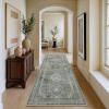 GENIMO 2’6”X6 Runner Rug Non Slip, Machine Washable Hallway Runners, Low Plie & Thin Vintage Rug for Hallway, Kitchen, Laundry, Entryway, Bedroom & Living Room, Dark Gray(Light Gray)