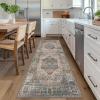 GENIMO 2’6”X6 Runner Rug Non Slip, Machine Washable Hallway Runners, Low Plie & Thin Vintage Rug for Hallway, Kitchen, Laundry, Entryway, Bedroom & Living Room, Dark Gray(Blue Gray)