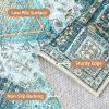 GENIMO 2’6”X6 Runner Rug Non Slip, Machine Washable Hallway Runners, Low Plie & Thin Vintage Rug for Hallway, Kitchen, Laundry, Entryway, Bedroom & Living Room, Dark Gray(Teal Blue)