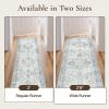 GENIMO 2’6”X6 Runner Rug Non Slip, Machine Washable Hallway Runners, Low Plie & Thin Vintage Rug for Hallway, Kitchen, Laundry, Entryway, Bedroom & Living Room, Dark Gray(Light Blue)