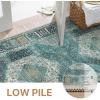 GENIMO 2’6”X6 Runner Rug Non Slip, Machine Washable Hallway Runners, Low Plie & Thin Vintage Rug for Hallway, Kitchen, Laundry, Entryway, Bedroom & Living Room, Dark Gray(Teal Blue)