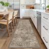 GENIMO 2’6”X6 Runner Rug Non Slip, Machine Washable Hallway Runners, Low Plie & Thin Vintage Rug for Hallway, Kitchen, Laundry, Entryway, Bedroom & Living Room, Dark Gray(Tan)