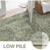GENIMO 2’6”X6 Runner Rug Non Slip, Machine Washable Hallway Runners, Low Plie & Thin Vintage Rug for Hallway, Kitchen, Laundry, Entryway, Bedroom & Living Room, Dark Gray(Celadon)