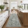 GENIMO 2’6”X6 Runner Rug Non Slip, Machine Washable Hallway Runners, Low Plie & Thin Vintage Rug for Hallway, Kitchen, Laundry, Entryway, Bedroom & Living Room, Dark Gray(Light Gray)