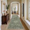 GENIMO 2’6”X6 Runner Rug Non Slip, Machine Washable Hallway Runners, Low Plie & Thin Vintage Rug for Hallway, Kitchen, Laundry, Entryway, Bedroom & Living Room, Dark Gray(Celadon)