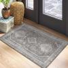 GENIMO 2’6”X6 Runner Rug Non Slip, Machine Washable Hallway Runners, Low Plie & Thin Vintage Rug for Hallway, Kitchen, Laundry, Entryway, Bedroom & Living Room, Dark Gray(Grey)