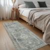 GENIMO 2’6”X6 Runner Rug Non Slip, Machine Washable Hallway Runners, Low Plie & Thin Vintage Rug for Hallway, Kitchen, Laundry, Entryway, Bedroom & Living Room, Dark Gray(Light Gray)