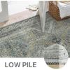 GENIMO 2’6”X6 Runner Rug Non Slip, Machine Washable Hallway Runners, Low Plie & Thin Vintage Rug for Hallway, Kitchen, Laundry, Entryway, Bedroom & Living Room, Dark Gray(Light Gray)