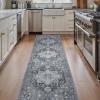 GENIMO 2’6”X6 Runner Rug Non Slip, Machine Washable Hallway Runners, Low Plie & Thin Vintage Rug for Hallway, Kitchen, Laundry, Entryway, Bedroom & Living Room, Dark Gray(Dark Gray)