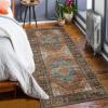 GENIMO 2’6”X6 Runner Rug Non Slip, Machine Washable Hallway Runners, Low Plie & Thin Vintage Rug for Hallway, Kitchen, Laundry, Entryway, Bedroom & Living Room, Dark Gray(Brick Red)