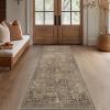 GENIMO 2’6”X6 Runner Rug Non Slip, Machine Washable Hallway Runners, Low Plie & Thin Vintage Rug for Hallway, Kitchen, Laundry, Entryway, Bedroom & Living Room, Dark Gray(Terra Cotta)