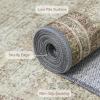 GENIMO 2’6”X6 Runner Rug Non Slip, Machine Washable Hallway Runners, Low Plie & Thin Vintage Rug for Hallway, Kitchen, Laundry, Entryway, Bedroom & Living Room, Dark Gray(Taupe/Brown)