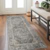 GENIMO 2’6”X6 Runner Rug Non Slip, Machine Washable Hallway Runners, Low Plie & Thin Vintage Rug for Hallway, Kitchen, Laundry, Entryway, Bedroom & Living Room, Dark Gray(Highclass Grey)