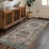 GENIMO 2’6”X6 Runner Rug Non Slip, Machine Washable Hallway Runners, Low Plie & Thin Vintage Rug for Hallway, Kitchen, Laundry, Entryway, Bedroom & Living Room, Dark Gray(Blue Gray)