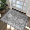 GENIMO 2’6”X6 Runner Rug Non Slip, Machine Washable Hallway Runners, Low Plie & Thin Vintage Rug for Hallway, Kitchen, Laundry, Entryway, Bedroom & Living Room, Dark Gray(Grey)