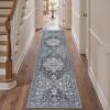GENIMO 2’6”X6 Runner Rug Non Slip, Machine Washable Hallway Runners, Low Plie & Thin Vintage Rug for Hallway, Kitchen, Laundry, Entryway, Bedroom & Living Room, Dark Gray(Dark Gray)