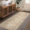 GENIMO 2’6”X6 Runner Rug Non Slip, Machine Washable Hallway Runners, Low Plie & Thin Vintage Rug for Hallway, Kitchen, Laundry, Entryway, Bedroom & Living Room, Dark Gray(Khaki)