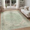 GENIMO 2’6”X6 Runner Rug Non Slip, Machine Washable Hallway Runners, Low Plie & Thin Vintage Rug for Hallway, Kitchen, Laundry, Entryway, Bedroom & Living Room, Dark Gray(Cream Greem)