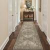 GENIMO 2’6”X6 Runner Rug Non Slip, Machine Washable Hallway Runners, Low Plie & Thin Vintage Rug for Hallway, Kitchen, Laundry, Entryway, Bedroom & Living Room, Dark Gray(Rustic Brown)