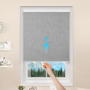 GENIMO 100% Blackout Roller Window Shades, Window Blinds Cordless with Thermal Insulated, UV Protection Fabric, Mini French Door Blinds for Home, Office, Bedroom, Easy to Install, Black, 43″ W X 72″ H(A.grey | 100% Blackout)