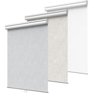 GENIMO 100% Blackout Roller Window Shades, Window Blinds Cordless with Thermal Insulated, UV Protection Fabric, Mini French Door Blinds for Home, Office, Bedroom, Easy to Install, Black, 43″ W X 72″ H(A.light Grey | 100% Blackout)