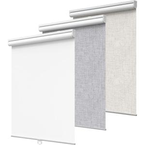 GENIMO 100% Blackout Roller Window Shades, Window Blinds Cordless with Thermal Insulated, UV Protection Fabric, Mini French Door Blinds for Home, Office, Bedroom, Easy to Install, Black, 43″ W X 72″ H(A.white | 100% Blackout)