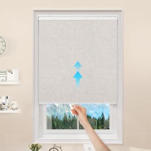 GENIMO 100% Blackout Roller Window Shades, Window Blinds Cordless with Thermal Insulated, UV Protection Fabric, Mini French Door Blinds for Home, Office, Bedroom, Easy to Install, Black, 43″ W X 72″ H(A.ivory White | 100% Blackout)