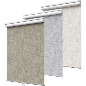 GENIMO 100% Blackout Roller Window Shades, Window Blinds Cordless with Thermal Insulated, UV Protection Fabric, Mini French Door Blinds for Home, Office, Bedroom, Easy to Install, Black, 43″ W X 72″ H(A.brown | 100% Blackout)