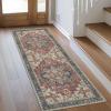 GENIMO 2×10 Runner Rugs for Hallway, Machine Washable Non Slip Vintage Rugs, Low Pile Lightweight Soft Print Rug for enrtyway, Corridor, Home Office, Kitchen, Charcoal Gray(Bordeaux)