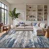 GENIMO 2×10 Runner Rugs for Hallway, Machine Washable Non Slip Vintage Rugs, Low Pile Lightweight Soft Print Rug for enrtyway, Corridor, Home Office, Kitchen, Charcoal Gray(Blue/Ivory)