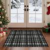 GENIMO 2×10 Runner Rugs for Hallway, Machine Washable Non Slip Vintage Rugs, Low Pile Lightweight Soft Print Rug for enrtyway, Corridor, Home Office, Kitchen, Charcoal Gray(Black & White Fine Plaid)