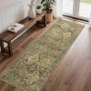 GENIMO 2×10 Runner Rugs for Hallway, Machine Washable Non Slip Vintage Rugs, Low Pile Lightweight Soft Print Rug for enrtyway, Corridor, Home Office, Kitchen, Charcoal Gray(Bronze Olive)