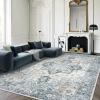 GENIMO 2×10 Runner Rugs for Hallway, Machine Washable Non Slip Vintage Rugs, Low Pile Lightweight Soft Print Rug for enrtyway, Corridor, Home Office, Kitchen, Charcoal Gray(Blue&gold)