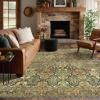 GENIMO 2×10 Runner Rugs for Hallway, Machine Washable Non Slip Vintage Rugs, Low Pile Lightweight Soft Print Rug for enrtyway, Corridor, Home Office, Kitchen, Charcoal Gray(Bronze Olive)