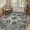 GENIMO 2×10 Runner Rugs for Hallway, Machine Washable Non Slip Vintage Rugs, Low Pile Lightweight Soft Print Rug for enrtyway, Corridor, Home Office, Kitchen, Charcoal Gray(Charcoal Gray)